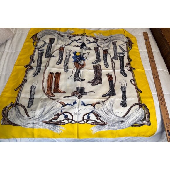 VTG Hermès Scarf “Propos de Bottes” Xavier De Poret Equestrian 34" Silk read HTF - Picture 13 of 16